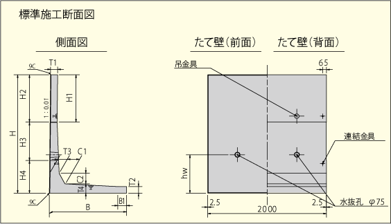 HDウォール　標準断面図